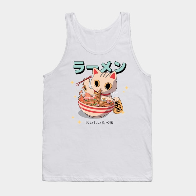 Ramen Tasty Food Neko Cat Japanese Aesthetic Tank Top by uncommontee